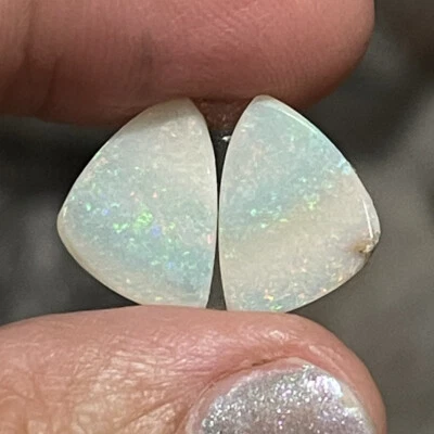 3.1ct 14.6x10.5x1.7mm Pair Crystal Pipe Australian Opal Cabochons For Earrings - Image 1 of 4