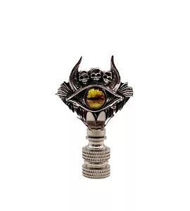Holiday/Halloween Lamp Finial-SKULLS&SEEING EYE-Antique Silver w/SN Base - Picture 1 of 11