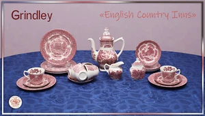 Kaffeeservice 6P. "English Country Inns" von Grindley kanne teller tasse rot - Bild 1 von 10