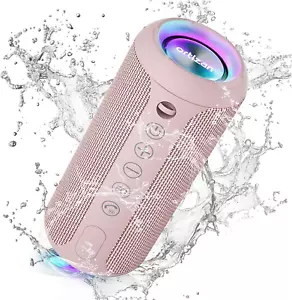 IPX7 Waterproof Bluetooth Speaker, 24W Stereo Sound, 30H Playtime, RGB Lights - Picture 1 of 8