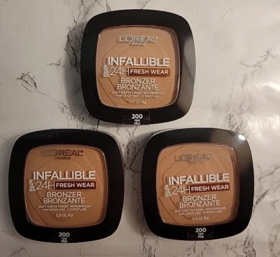 (3) L'Oreal Paris Infallible 24H Fresh Wear Waterproof Bronzer 200 Fair 0.31 oz - Image 1 of 3