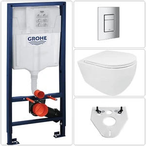 Wand WC Hänge WC GROHE Vorwandgestell SKATE Cosmopolitan Betätigungsplatte chrom - Bild 1 von 9