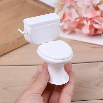 Small Miniature Toilet Bathroom Furniture Model Water Closet PVC Toy Dollhouse - Image 1 of 4