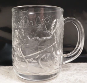 Weihnachten Kaffeetassen 4 Glas Schlitten/Winter/Bäume Becher 1999 Vintage - Bild 1 von 7