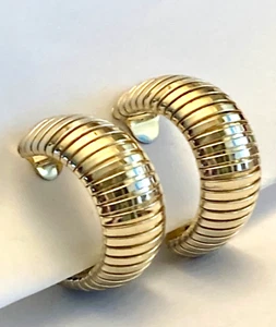 Vintage goldfarbene Mesh Halbcreolen Ohrclips - Bild 1 von 9