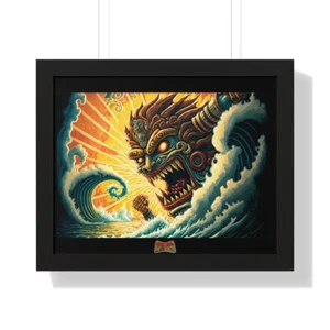 Tiki Monster Mayhem - "Riding the Wild Waves" - 20"x16" Framed Print - Picture 1 of 10