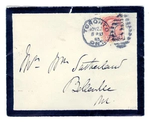 KANADA TORONTO 1883 TRAUERBRIEF NACH BELLEVILLE - Bild 1 von 1
