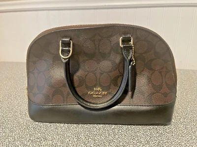 Bolsa satchel Coach Mini Sierra em lona e couro marrom/preto 58295 Signature - Imagem 1 de 4