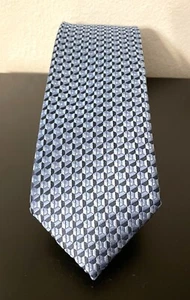 Hickey Freeman Men's Polyester Neck Tie Blue, Navy Geometric Hexagon Pattern 58" - Picture 1 of 3