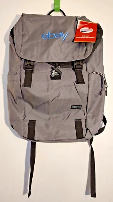 American Tourister Embark 便携式电脑 旅行学校工作背包 带 eBay 徽标 - 灰色 — 第 1/4 张图片