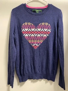 C Wonder Fair Isle Heart Crewneck Sweater L - Picture 1 of 8