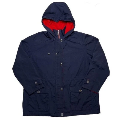 Chaqueta Big Chill Vintage con Capucha Exterior Cremallera Azul Marino Para Mujer 1X Senderismo Gorpcore Foto 1 de 4