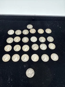 26 monete argento - 25 monete da barbiere 1 moneta al mercurio diversi gradi zecche e date - Foto 1 di 9