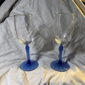 Copa de vino de cristal Lenox vintage azul cobalto con tallo borde dorado ver descripción - Imagen 1 de 8