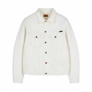 NUDIE JEANS Billy Men's Jacket L Pitch White Worn Button Polo Unlined - Picture 1 of 13