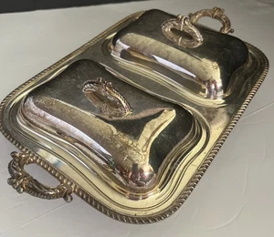 VTG Double Sided Serving Dish Silver Plated - Picture 1 of 24
