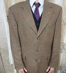 Vintage Hugo Boss handtailored houndstooth all worsted suit jacket blazer 44R - Picture 1 of 11