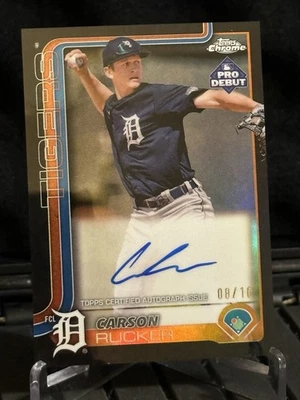 2025 Topps Pro Debut Carson Rucker Black Refractor Auto /10 RC #PDC-134 Tigers - Image 1 of 3
