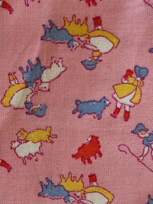 REPRO VTG NOVELTY COTTON QUILT FABRIC GRANNYS NURSERY RHYMES ZIMMERMAN 46x37 - Image 1 of 2