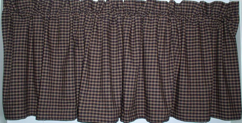 Xadrez americano marinho Homespun Valances camadas primitivas cortinas country cabine - Imagem 1 de 4