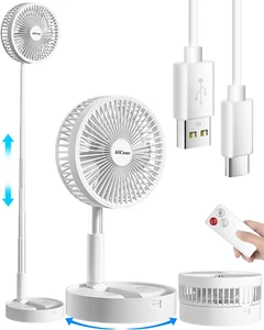 Stand Fan,Folding Portable Telescopic Floor/Usb Desk Fan with 7200Mah Rechargeab - Picture 1 of 7