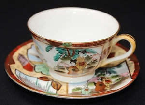 Taza de té y platillo de porcelana pintada a mano vintage KUTANI JAPÓN escenas de Japón en muy buen estado - Imagen 1 de 17