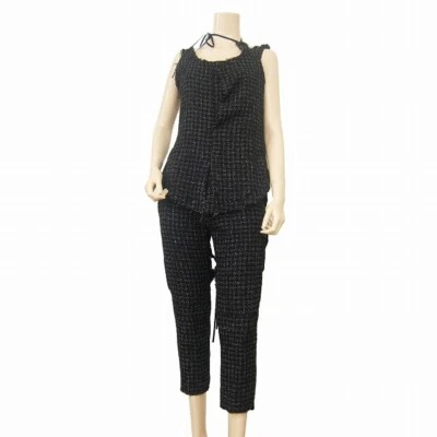 Traje pantalón para mujer Yohji Yamamoto negro brillante tela tweed talla 2 hecho en Japón Foto 1 de 3