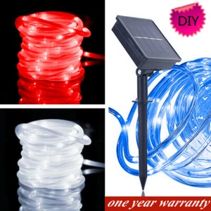 Tube LED Solar Power String Lights Outdoor Garden Fairy Rope Waterproof Lamps US - Picture 1 of 19