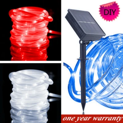 Tube LED Solar Power String Lights Outdoor Garden Fairy Rope Waterproof Lamps US - Image 1 of 4