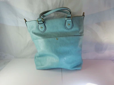 Merona Large Tote Hobo Handbag Aqua Blue Faux Leather 15x15.5/ Handles & Strap - Image 1 of 2