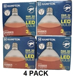 Hampton Par30 Reflector Medium Base LED Bulb 3 Watts Emits Amber Light (4-Pack) - Picture 1 of 6