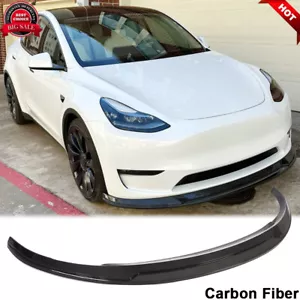 For Tesla Model Y Sport Utility 2019-23 REAL CARBON Front Bumper Lip Spoiler Kit - Foto 1 di 12