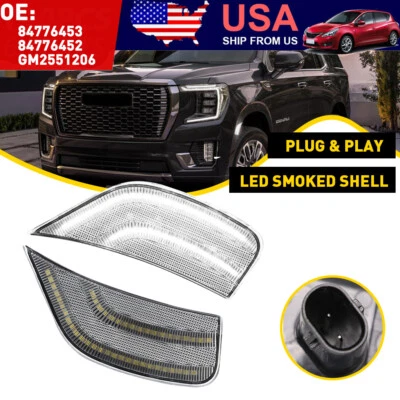 Полностью светодиодные передние дымчатые белые габаритные огни для 2021-2023 GMC Yukon Yukon XL - Изображение 1 из 4