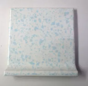 1 Cove Base Wall Tile Florida USA FT 4-3/8" Ceramic Sky Blue Flakes on Off White - Picture 1 of 7