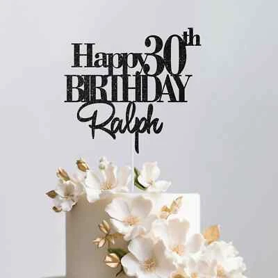ACROCART Personalised Happy Birthday Cake Topper Any Age Any Name 16 18th 21st 30th 50th