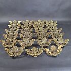 Vintage Brass Drawer Cabinet Pull lot of 23 B 537 Gold tone floral Pattern