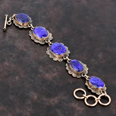 Joia de safira azul cobre bestie presente fio pulseira ajustável embrulhada 6,0" - Imagem 1 de 4