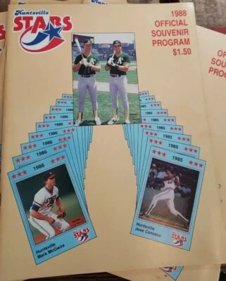 1988 HUNTSVILLE STARS Souvenir Program MARK McGWIRE & JOSE CANSECO Cover A's AAA - Image 1 of 4