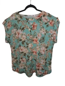 Top pulóver floral manga corta CURE para mujer talla grande 2XL multicolor elástico - Imagen 1 de 6