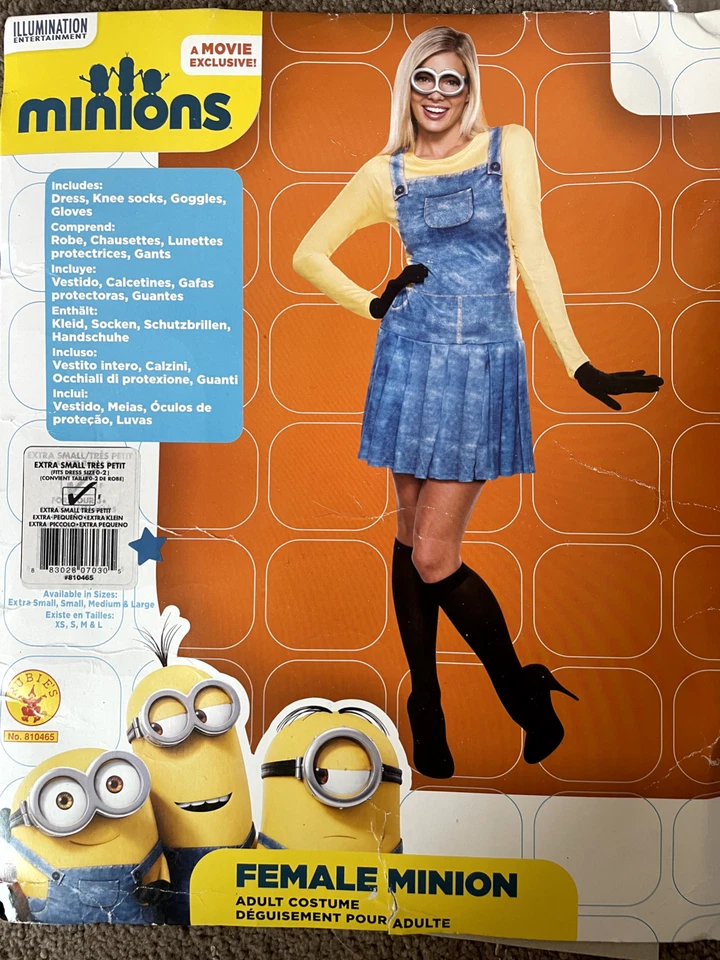 Disfraz Adulto Mujer Minions Vestido con Gafas Calcetines y Guantes XS Foto 1 de 1