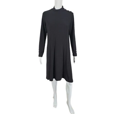 Vestido Dennis Basso Trendy Italia Tejido Cuello Simulado Talla Pequeña Mediana Negro Top Foto 1 de 4