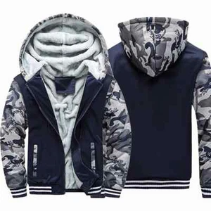 Herren Jacke dick warm Hoodies gefüttert durchgehender Reißverschluss Mäntel Fleece Sportwear Jacket - Bild 1 von 28