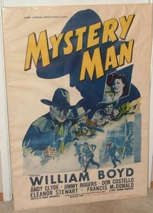 ORIGINAL MYSTERY MAN MOVIE POSTER 1944 WILLIAM BOYD HOPALONG CASSIDY HOLLYWOOD - Picture 1 of 6