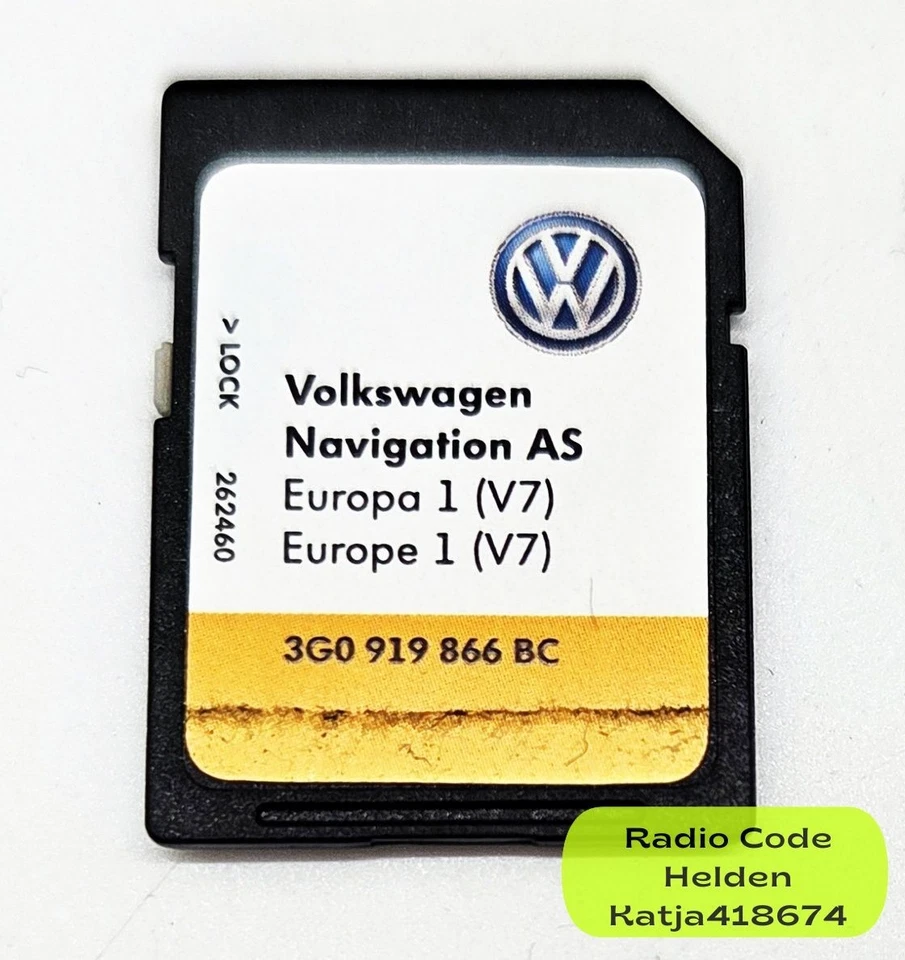 Original Volkswagen Navigation AS Europa V7 SD Karte VW Discover Media MIB STD2 - Bild 1 von 1