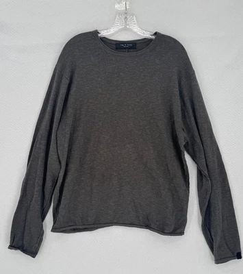 Rag & Bone Mens Gray Linen Cotton Crew Long Sleeve Pullover Sweater - Image 1 of 4