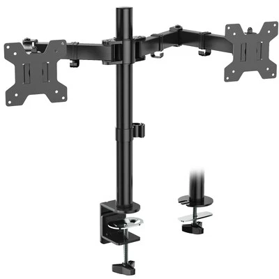 WALI Dual LCD Monitor Fully Adjustable Desk Mount Stand Fits 2 Screens up to 27 - Image 1 of 4
