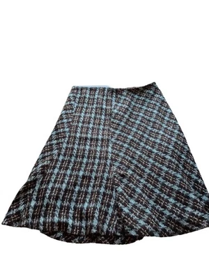 Tulle Skirt 14 Blue Brown Tweed Plaid Dark Academia Mod Retro Glam Preppy - Image 1 of 4