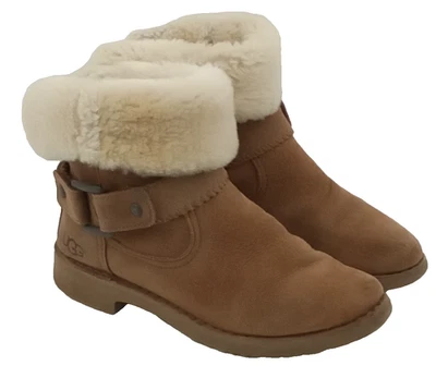 UGG Australia Women's Cedric Ankle Boots Size 5.5 Brown Sheepskin Cuffs Used - Image 1 of 4