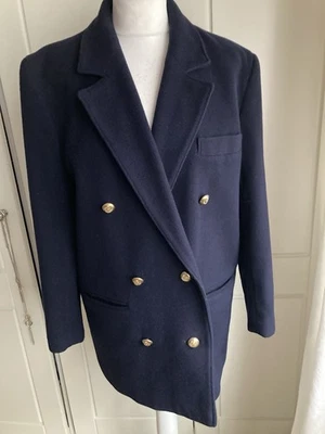 Vintage Women’s Navy Wool/Cashmere Double Breasted Blazer UK 12 - Image 1 of 4