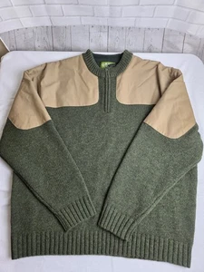 Orvis 1/4 Zip Foul Weather Green Wool Sweater Pullover Mens XXL - Picture 1 of 13